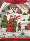 Vintage Mcm Apron Noel Christmas Carolers Red Green Christmas Tree Sled Holly