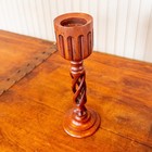 Open Barley Twist Candle Holder  Hand Turned Apricot Wood  Signed 1983