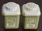 Vintage Avocado Green 1970s Plastic Salt And Pepper Shaker Retro Mcm Mid Century