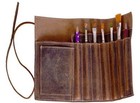 Komalc Genuine Leather Pen Case   Pencil Holder  Artisan Leather Stationery Roll