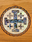 Vintahe Olive Wood Rosary Box With Jerusalem Cross And Mother Of Peal Inlayed