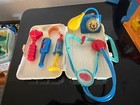 Vintage 1997 Fisher Price Doctors White Carrying Case Play Kit W 6 Instruments