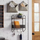 Basket 3 Hooks Wall Organizer Metal Black 20 In  H X 15 In  W X 6 In  D