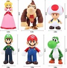 6pcs Mario Action Figures Set  Toy Gift  Party Supplies  Cake Topper   6 Inches 