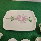 Child s Miniature Porcelain Floral Tea Set Pink Floral Green Trim Taiwan Vintage