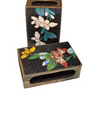 Pair Antique Chinese Cloisonn   Brass Matchbox Holders     Floral On Black  W  Prov