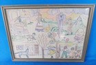 Folk Art Fairy Tale Embroidery Sampler Hand Crafted Stitchery   Vintage 1934