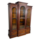 Antique Victorian Walnut 3 Door Bookcase Cabinet     C 1880s  22608