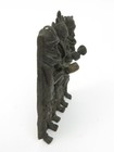 African Artifact Benin Cast Bronze Plaque Of Warriors With Captor 4 5  X 6  Tall