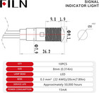 10pcs Small 12v Led Indicator Light  8mm Ip67 Waterproof Low Power Pilot Lights