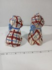Vintage Dog Cat Plaid Quilted Stitched Patchwork Salt And Pepper Shakers