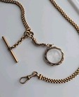 Antique Victorian Watch Fob Chain Glass Hair Locket Fob Unique Chain 19 