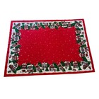 Vtg Sunweave Christmas Tablecloth Red Snowy Village Snowman Rectangle 62x104