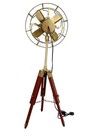 Vintage Electric Pedestal Floor Fan Antique Style With Wooden Tripod Stand Decor