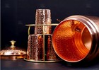 Pure Copper Hammered Water Dispenser Storage Water Tank Withtap And Set Of  Copp