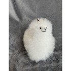 Handmade White Alpaca Wool Llama Figurine Fluffy Stuffed Animal 5 Inch