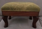 Vintage Solid Wood Foot Stool Curved Legs  Green Tapestry Upholstery 10x13x9 75   