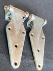 2 Antique Vtg Chrome Nickel Brass 13 16 Offset Ice Box Refrigerator Hinges 7   