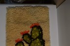 Vintage Potted Cactus Prickly Pear Hook Latch Rug Completed Wall Art Southwest