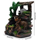 Water Fountain Tabletop Indoor Rockery Elephant Statue Zen Decor With Led Light