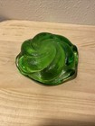 Vintage Fenton Art Glass Green Swirl Ashtray Trinket Candy Dish Bowl