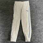 Puma Boys Heather Gray Jogger Sweatpants Blue Piping Size Small 8