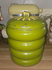 Vintage Green Metal Nesting Canister Set     Flour Sugar Coffee Tea
