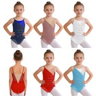 Girls Leotard Show Dance Costume Training Skating Mesh Figure Latin Dress Kids
