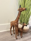 Vintage Leather Wrapped Giraffe Large Statue 17  Tall Animal Figure Decor