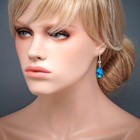 Aqua Blue Crystal Drop Dangle Earrings Women Wedding Bridesmaids Silver 10052