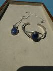 Sterling Silver Lapis Lazuli Cuff Bracelet And Sterling Silver Pendant Look