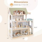 Kids Wooden Dollhouse 4-story Modern Doll House W  33pcs Furniture Accessories
