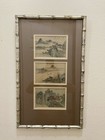 Old Chinese Landscape Painting  Three Paintings  Framed  Signed
