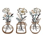  3 Pieces Metal Flowers Wall Arts - Rustic Farmhouse Decor Minimalist Brown
