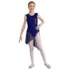 Girls Lyrical Dress Ballet Costume Shiny Sequins Sleeveless Irregular Hem