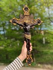 Wood Crucifix  Carved Religious  Cross Modern Christian Art Housewarming Gift