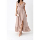 Birdy Grey Blush Chiffon Ruffle Strap Dress Midi Maxi Coquette Romantic Small