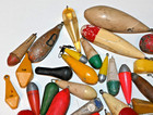 Vintage Lot Of Wooden  Rubber  Plastic Casting Weights Varmac  Weber  Dickson