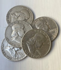 Junk 90  Siiver Coin Lot --  2 50 Face Value -- 5 - -90  Franklin Half Doliars