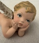 Vintage Eleanor Cherub Angel Figurines Set Of 3 Bisque Style Shelf Sitters Decor