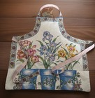Vintage Garden Floral Iris Handmade Apron One-of-a-kind 