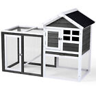 Wooden Rabbit Hutch Outdoor Chicken Coop Indoor Bunny Cage Grey House Pet House