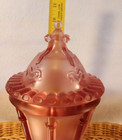 Rare Vtg Imperial Glass Cathay Frosted Cranberry Bamboo Urn-jar C-1964-65 W Tag