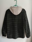 Men s Cotton Plaid Hoodie  Fleece Lined Button Down Hood Pockets  Size S