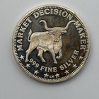 Vintage Bull Vs Bear Market Decision Maker 1oz Silver Coin round Rainbow Toning