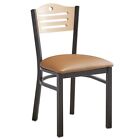 10pack Slat Back Metal Restaurant Chair With Brown Vinyl Seat   Wood Back