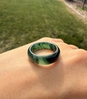 Natural Burmese Grade A Jadeite Icy Deep Spicy Green Solid Jade Ring Band Size 7