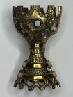 Vintage Judaica Jerusalem Chalice Brutalist Brass Kiddush Cup Holder Holy Land