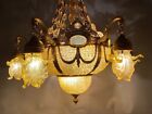 Chandelier  Vintage Bronze  Louis Xvi Style  14 Lights  Yellow Crystal Elegance