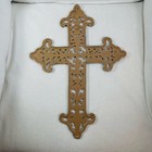 Large Cast Iron Wall Cross 18x13 Ornate Flour De Lid Rustic Victorian Decor
